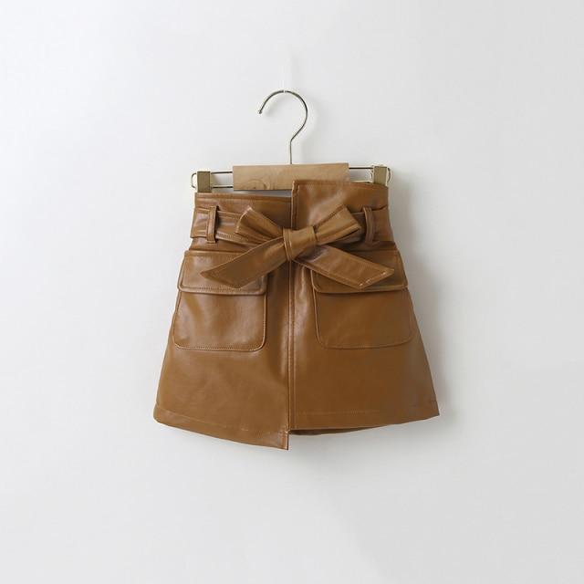 Girl's Clothing Brown / 6-7T PU leather skirts