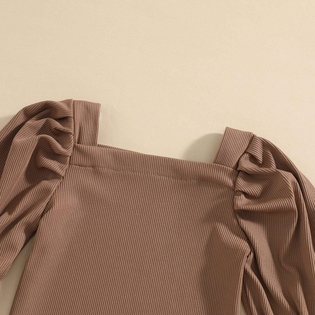 Girl's Clothing Puff Long Sleeve Tops Denim Ruffles Pleated Skirt