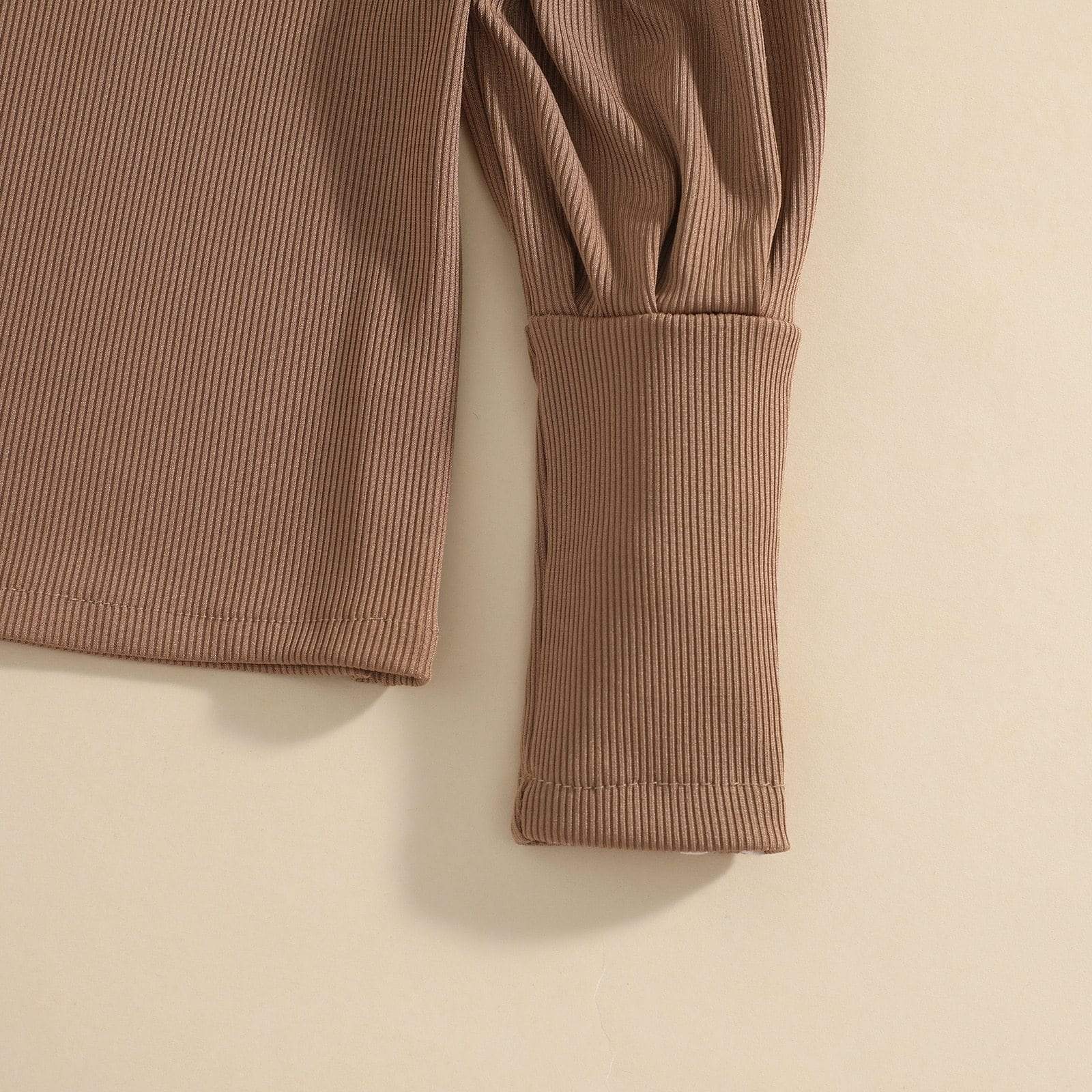 Girl's Clothing Puff Long Sleeve Tops Denim Ruffles Pleated Skirt