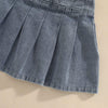 Girl&#39;s Clothing Puff Long Sleeve Tops Denim Ruffles Pleated Skirt