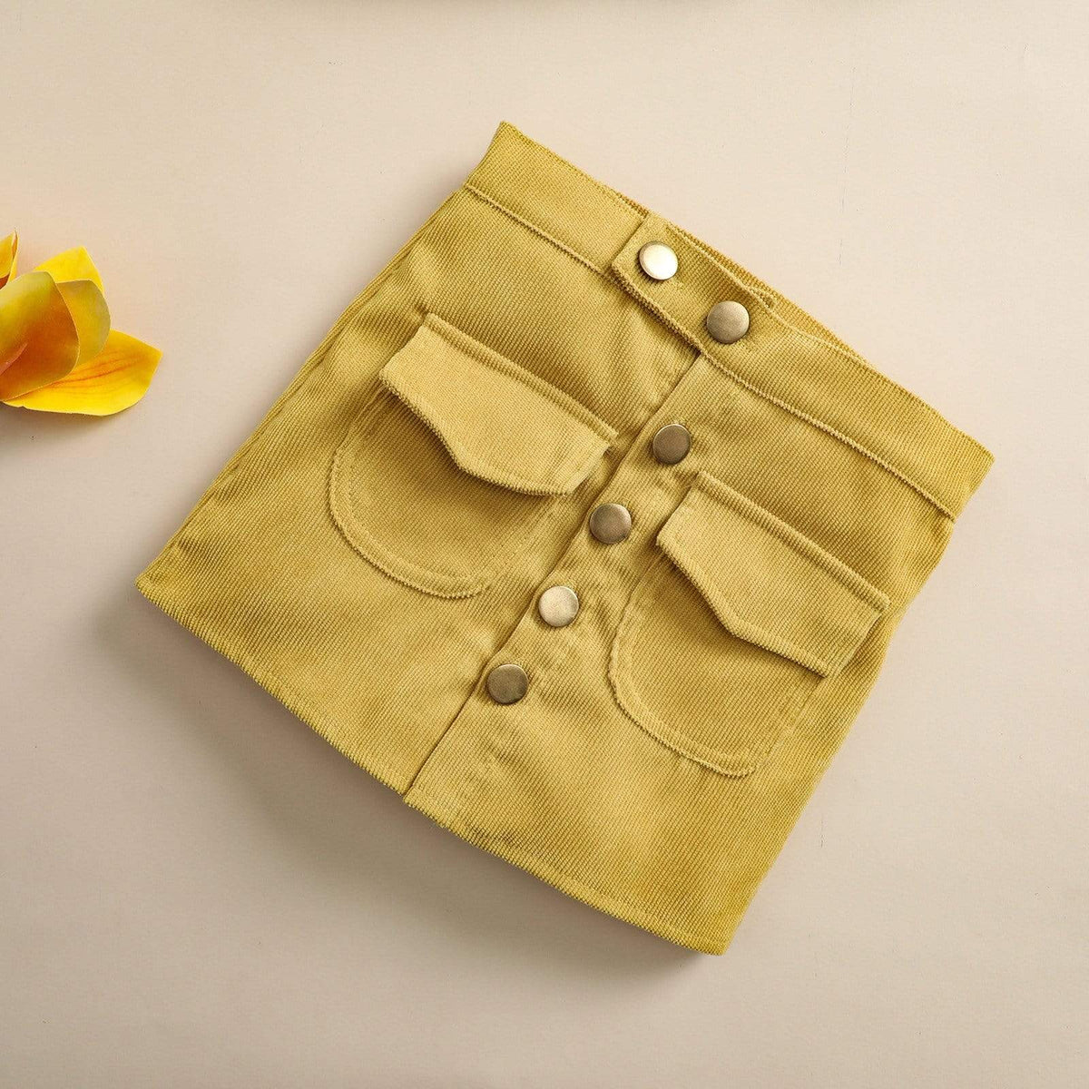 Girl's Clothing Puff Sleeve Knit Pullover Tops Button A-Line Skirts