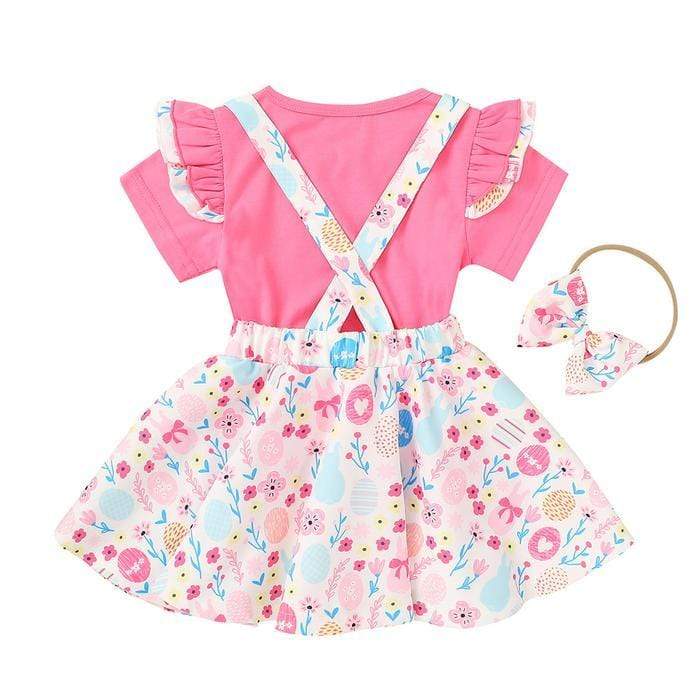 Girl's Clothing Rabbit Print Bow Strap Dress