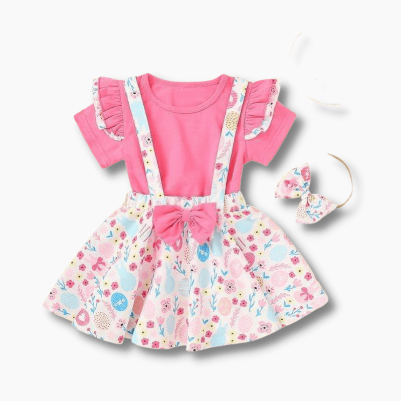 Girl&#39;s Clothing Rabbit Print Bow Strap Dress