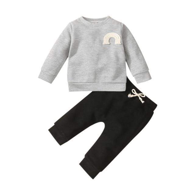 gray / 6M Rainbow Baby Set