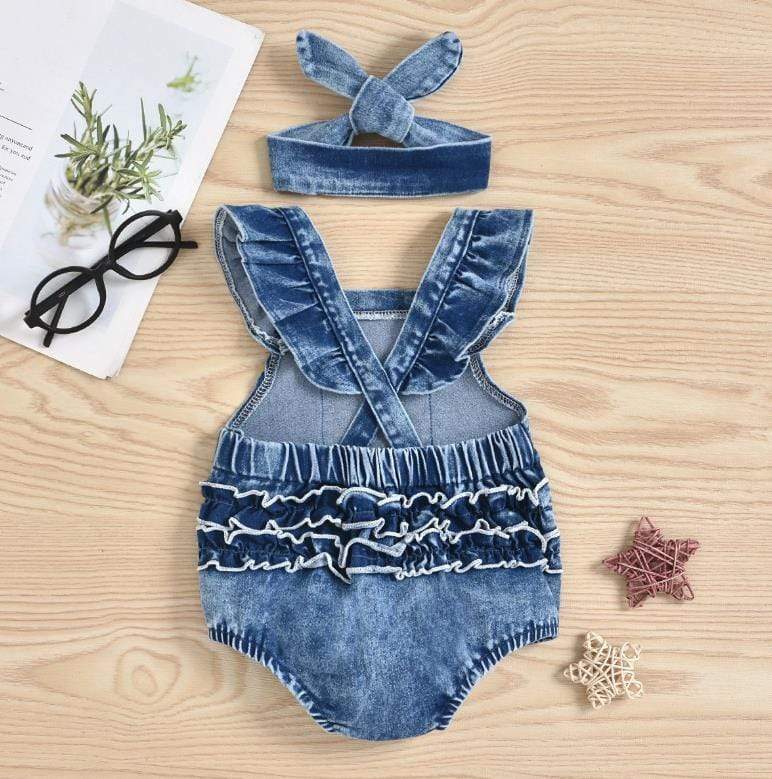 Girl's Clothing Rainbow Denim Romper