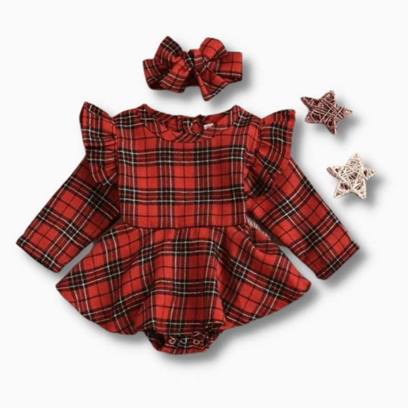 Red Plaid Dress Bodysuit