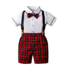 Kid Boy Suit / 24M / China Red Plaid Pants With Bow Tie