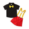 Black Suit / 2T / China Red Shorts With Suspender Outfit
