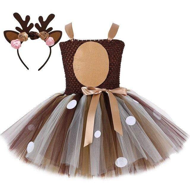 Girl's Clothing 5Y / Dress with Headband / China Reindeer Tulle Tutu Dress