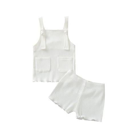 white / 6M Ribbed Knitted Sleeveless Tops+Shorts Outfit
