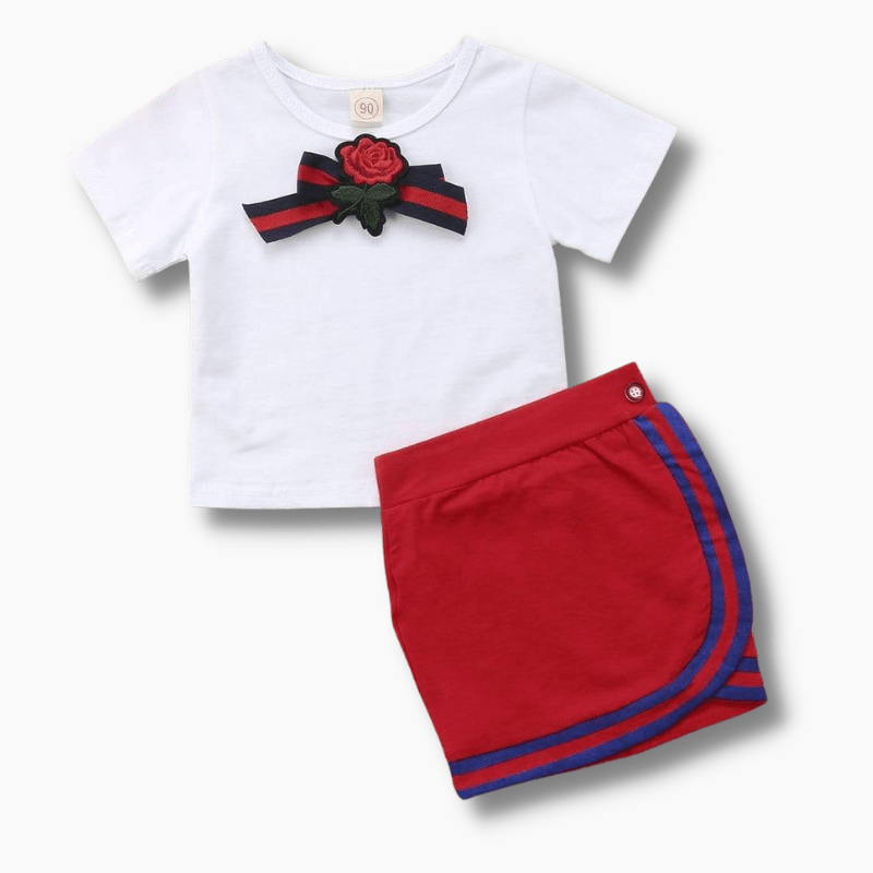 Girl's Clothing Rose Top Skirt Outfit
