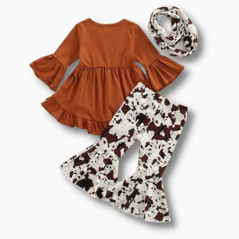 Girl's Clothing Ruffle Top and Flare Pants Set