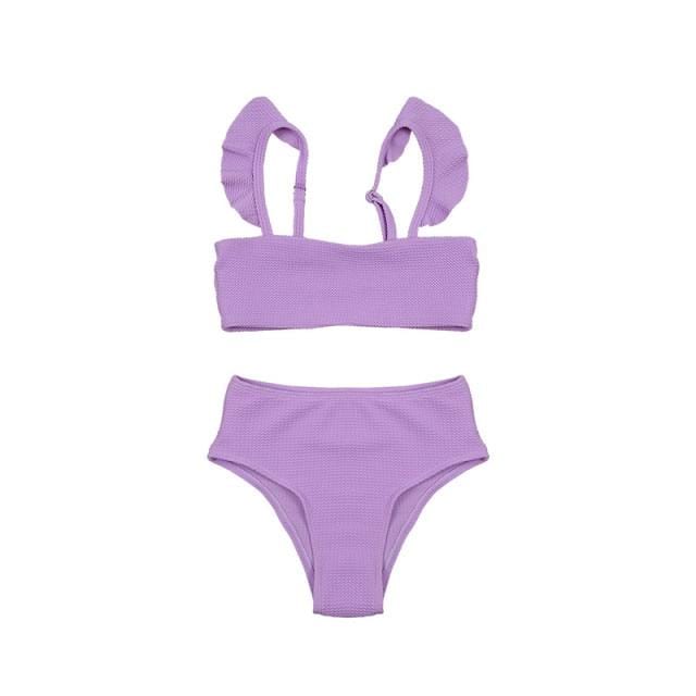 Girl's Clothing Purple / 160 Ruffled Bikini Set Swimsuit