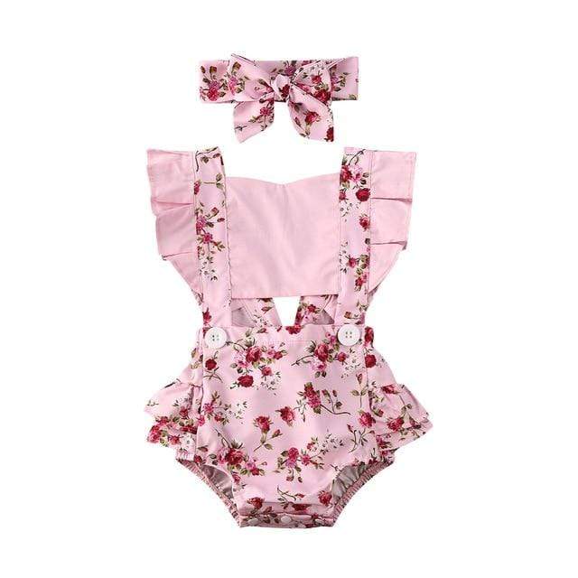 Girl's Clothing Pink Floral / 24M Ruffled Polka Dot Romper