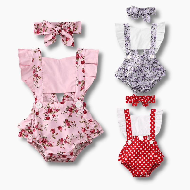 Girl's Clothing Ruffled Polka Dot Romper