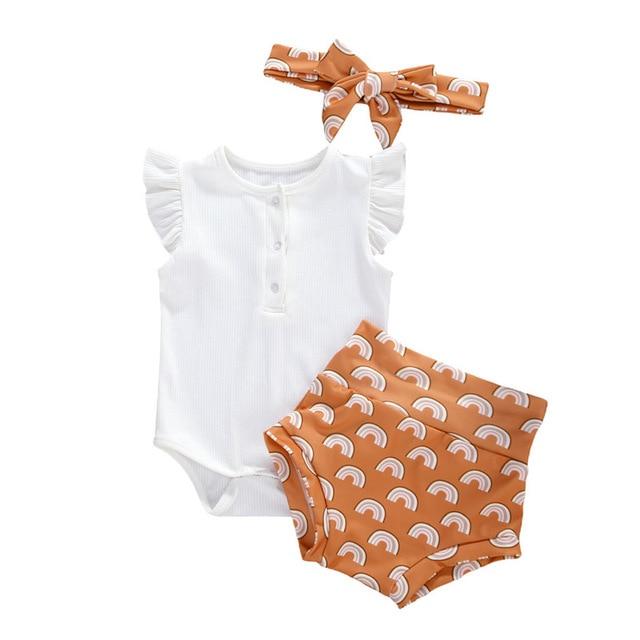 Girl's Clothing Rainbow / 6M Ruffles Sleeve Romper Outfit