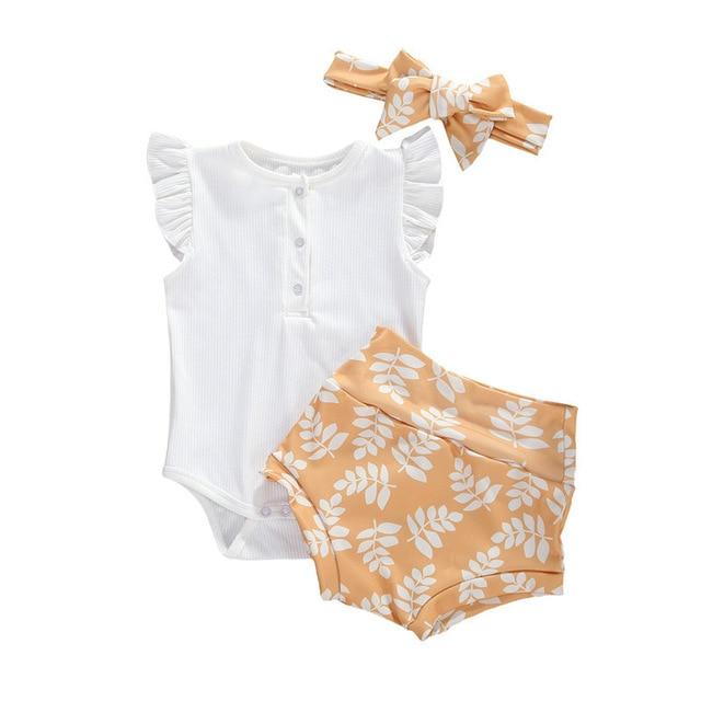 Girl's Clothing Leaf / 6M Ruffles Sleeve Romper Outfit