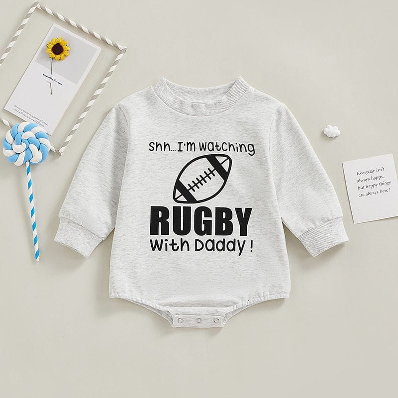 3M Rugby Print Jumpsuit Outfit Infant Girl Boys Playsuit Clothes