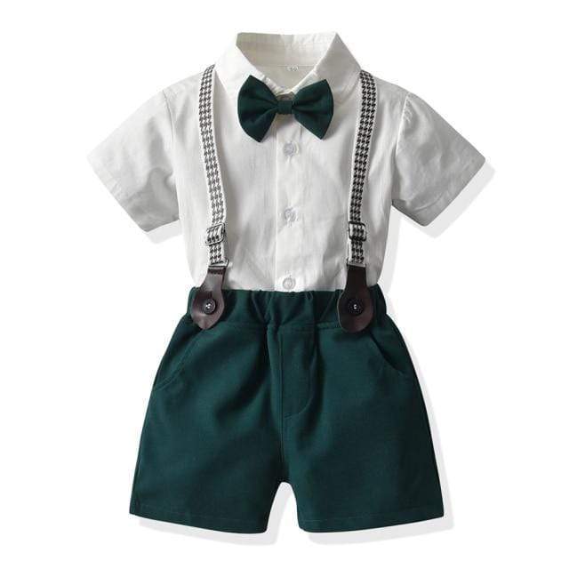 Boy's Clothing Green 2 / 6T Semi Formal Suspender Shorts Outfit