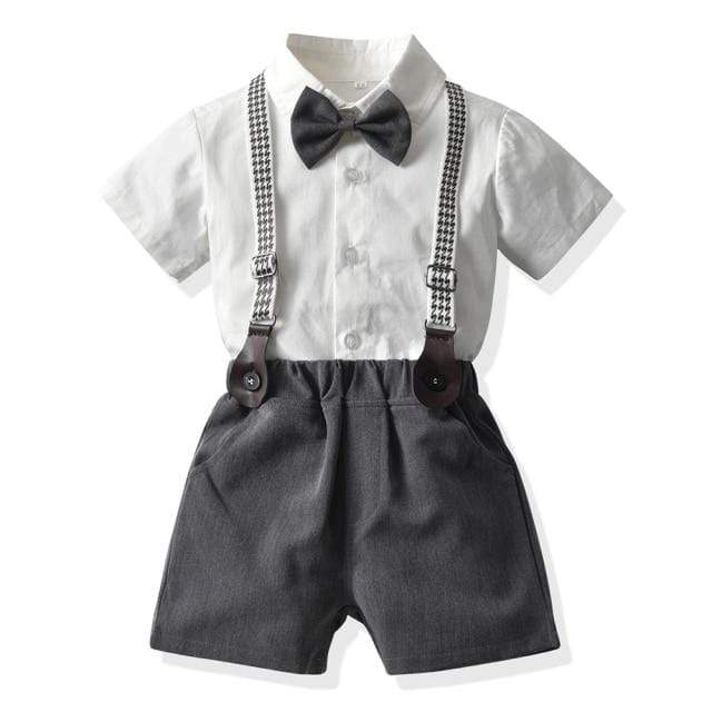 Boy's Clothing Gray / 2T Semi Formal Suspender Shorts Outfit