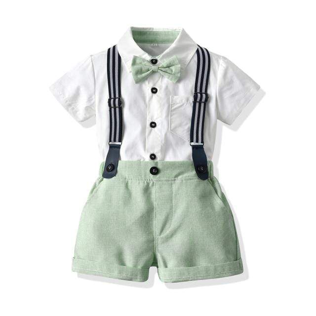 Boy's Clothing Green / 6T Semi Formal Suspender Shorts Outfit