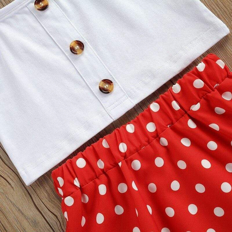 Girl's Clothing Shirts+Polka Dot Printed A-Line Skirt