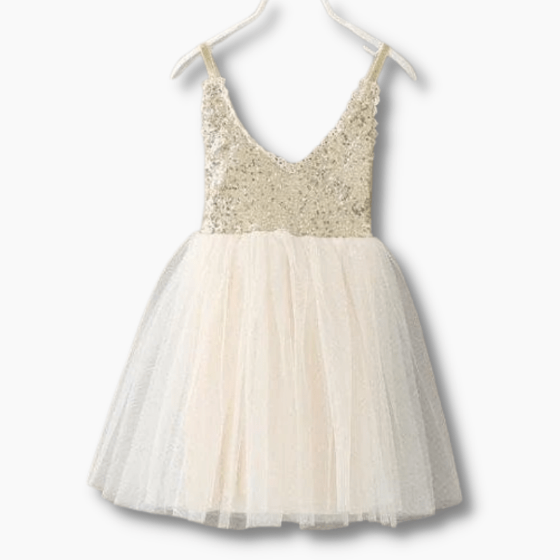 Short Gold Sequin Dress, Ivory / 5T Short Gold Sequin Dress, Ivory / 5T
