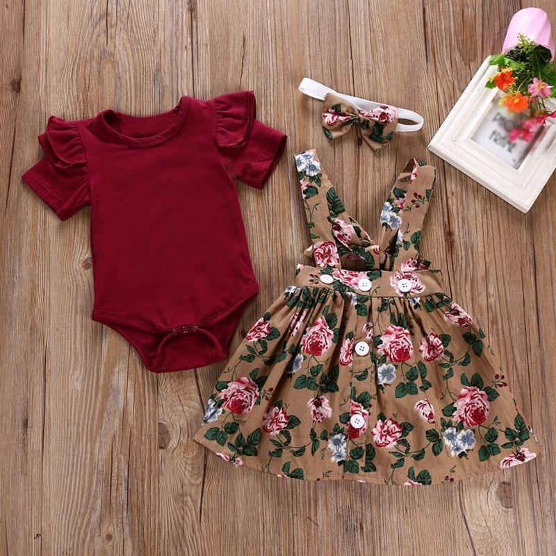 Girl's Clothing 24M Short Sleeve Flower Romper Outfit