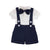 Boy's Clothing Navy Blue / 6M Short Sleeve Lapel Romper + Suspender Pants