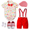 PINK / 12M / China Short Sleeve Outfits Hat + Rompers + Bib Pants + Shoes