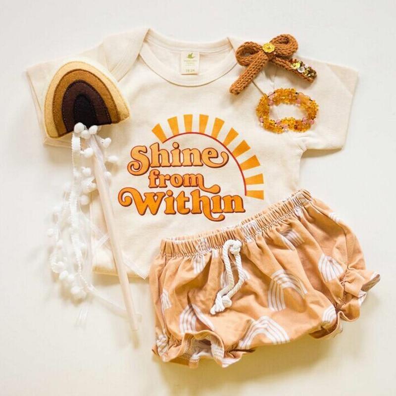 Girl's Clothing Short Sleeve Romper Rainbow Shorts