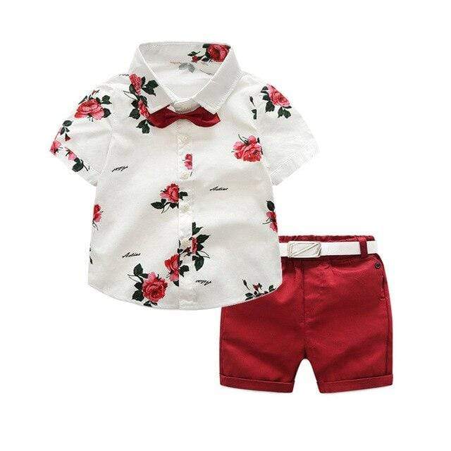 Boy's Clothing Red / 4T Short Sleeve Shirt + Shorts