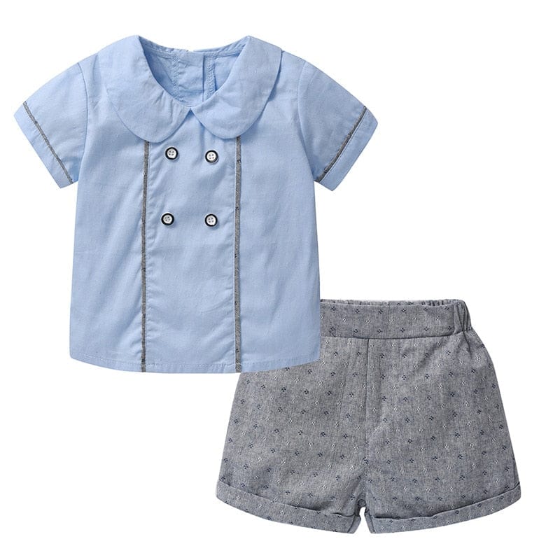 Blue / 9M Short Sleeve T-shirt Shorts Kid Set
