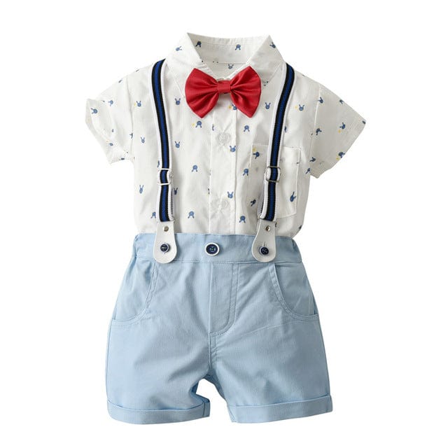 printed shirt set / 4T / China Short-sleeved Shirt + Sky Blue Pants