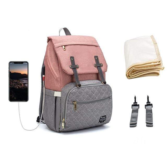 Style C Pink grey Baby Diaper Bag Backpack