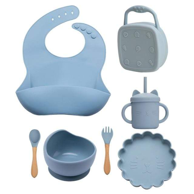 Accessories Powder blue Silicone Baby Plate Set