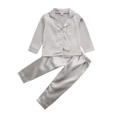 Girl's Clothing Silver / 3-4T Silk Satin Kid Pajamas