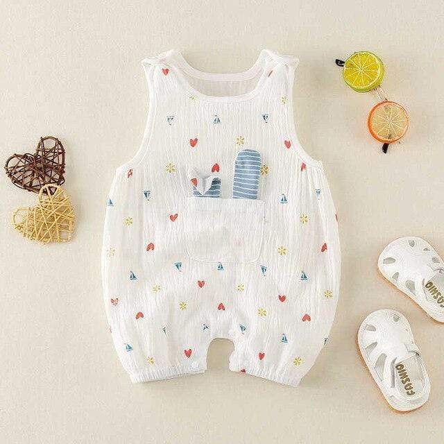 Girl's Clothing White Hearts / 12M Sleeveless Cartoon Romper