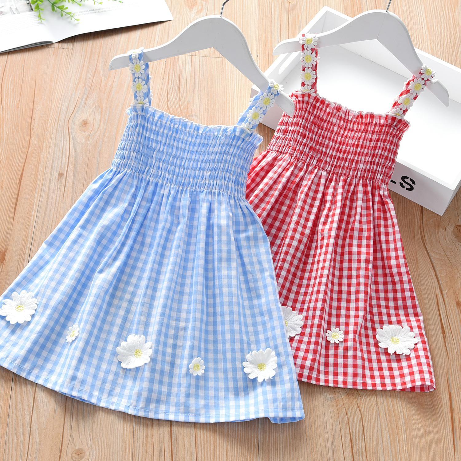 Girl's Clothing Sleeveless Gingham Dress