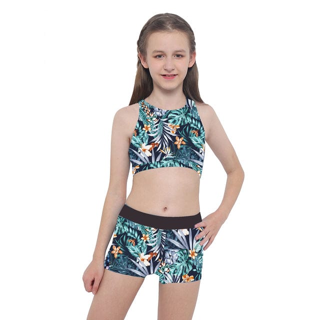 Blue Floral / 8 Sleeveless Top Sport Yoga Running Gym