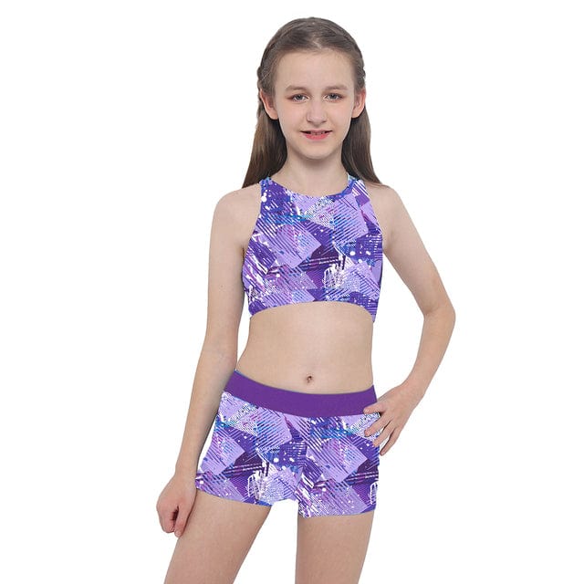 Purple / 4 Sleeveless Top Sport Yoga Running Gym