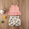 Girl&#39;s Clothing Pink 2 / 12 to 18 Months Sleeveless Tops+Flower Shorts