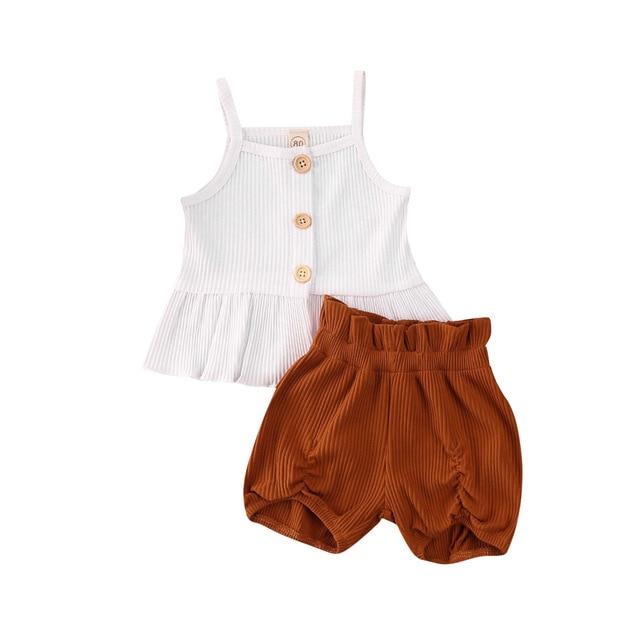 Girl's Clothing White / 4T Sleeveless Tops+Flower Shorts