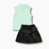 Girl&#39;s Clothing Sleeveless Turtleneck Top and Skirt Outfit
