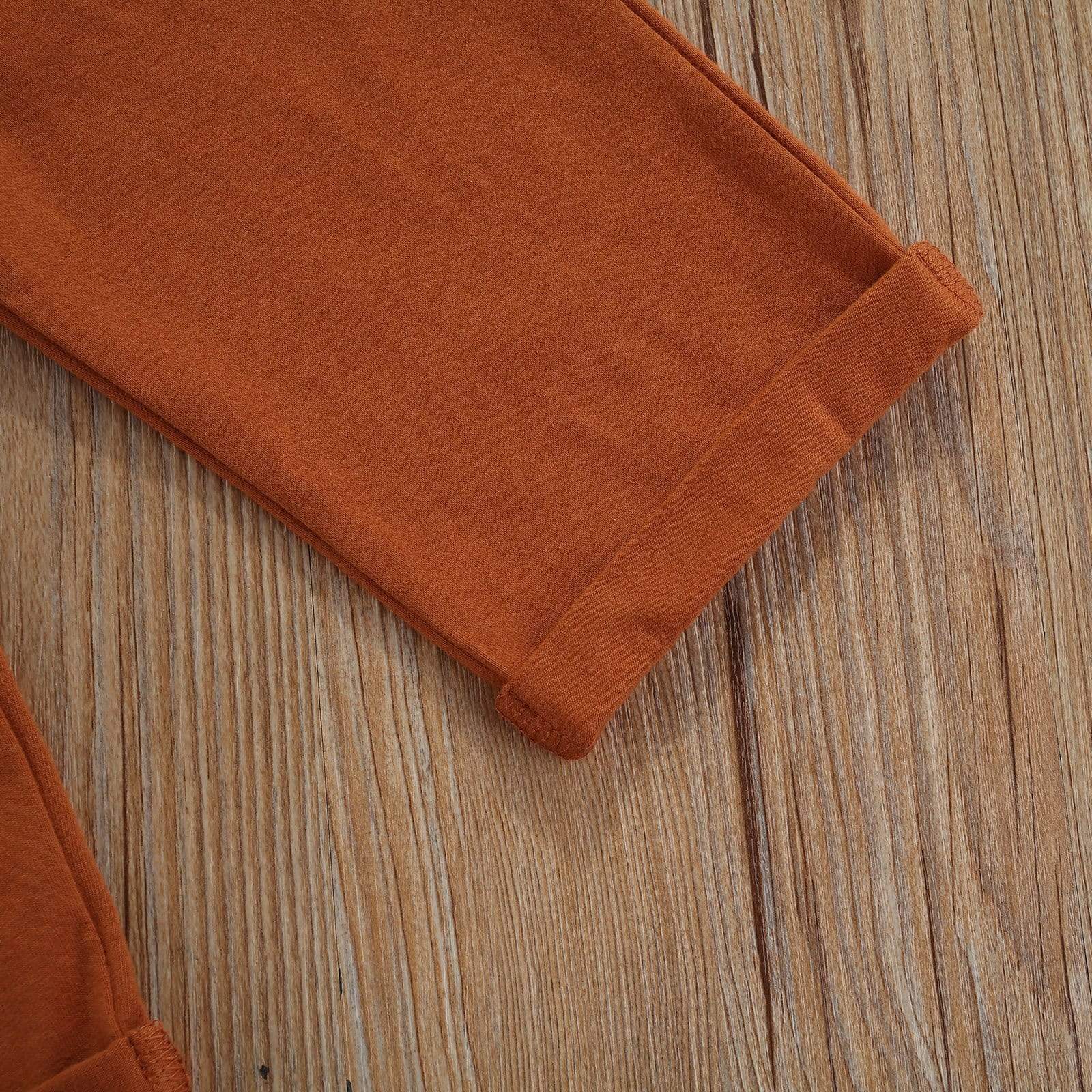 Girl's Clothing Sleeveless Vest + Brown Pants Belt Clothes Set