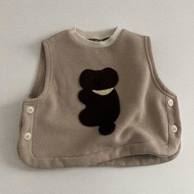 brown / 3T Small Animals Pattern Waistcoat