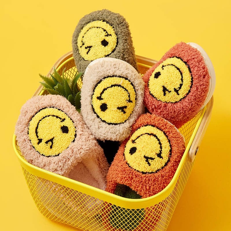 Smiley Cartoon Cute Plush Kids Slippers