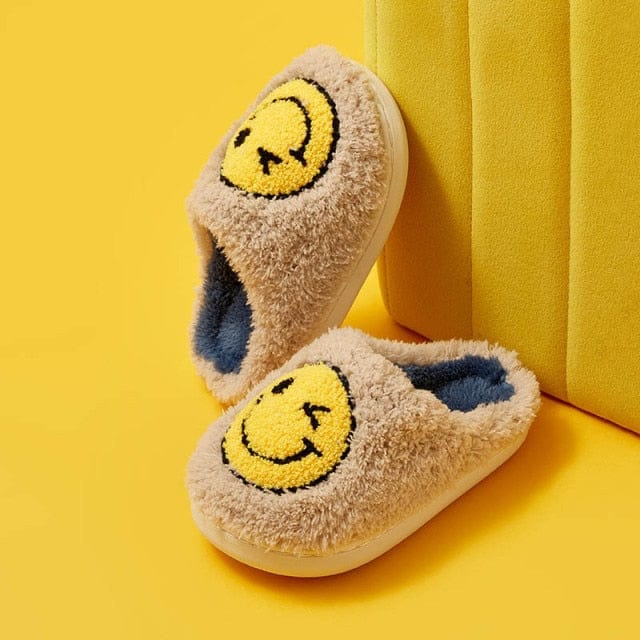 Smiley Cartoon Cute Plush Kids Slippers