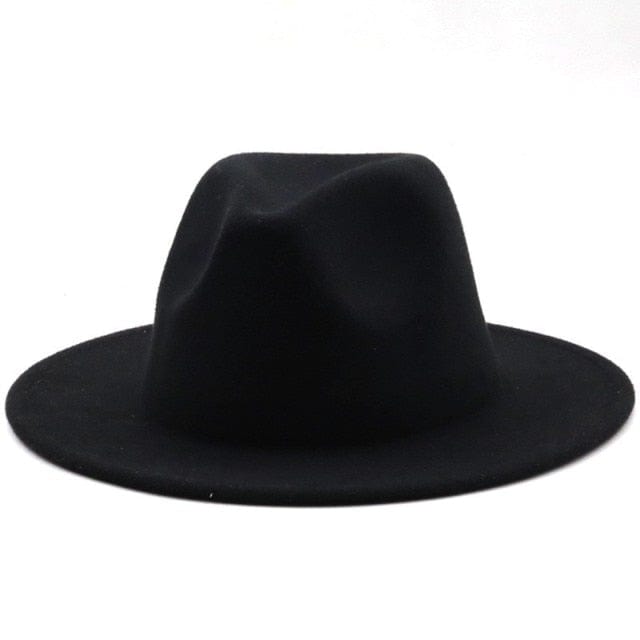 Black / 20.5-21.3"(52-54CM) Solid Classic fedoras cap