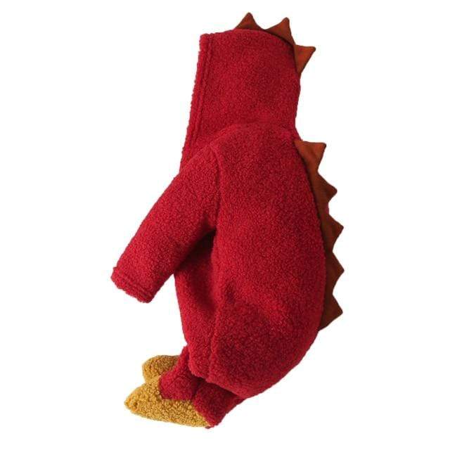 Boy's Clothing Red / 9M Solid Fleece Dinosaur Rompers